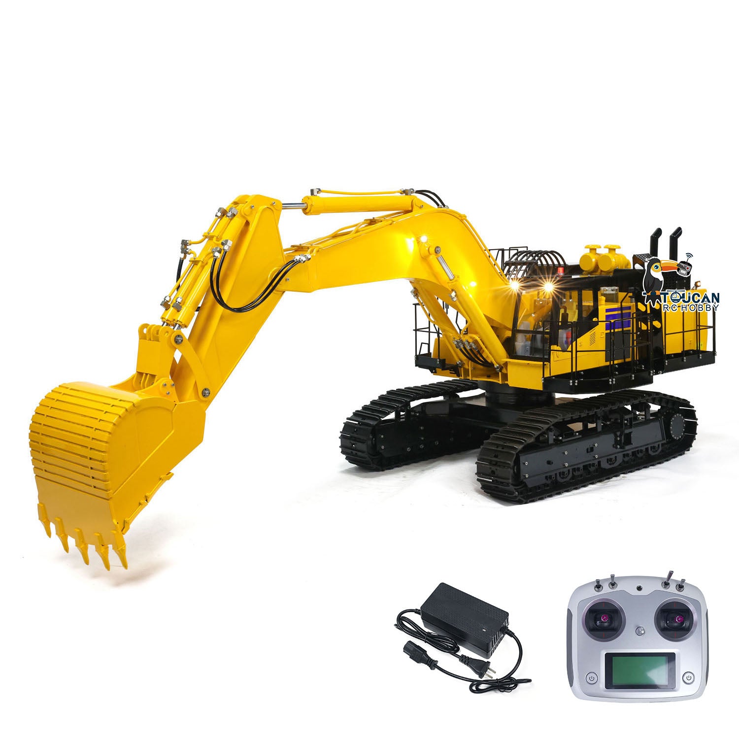 1/8 Scale PC1250 RC Hydraulic Excavator Metal Heavy Duty Construction  Vehicle Assembled and Painted Light System