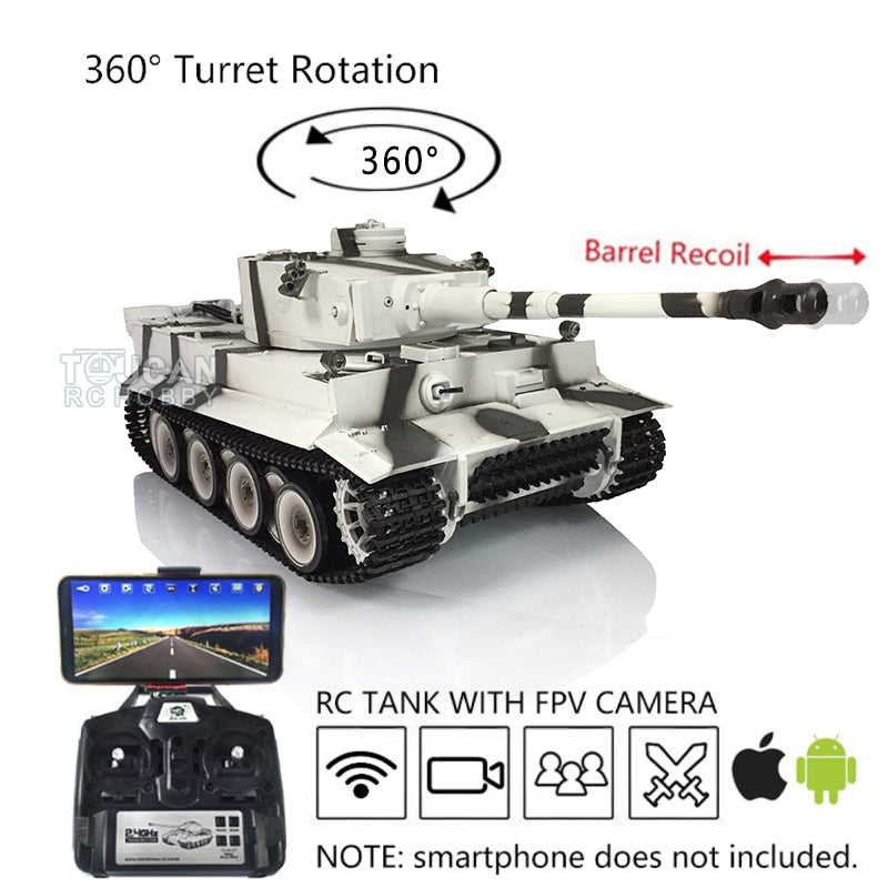 Henglong 1/16 7.0 Tiger I RC Tank 3818 w/ FPV Barrel Recoil 360Degrees