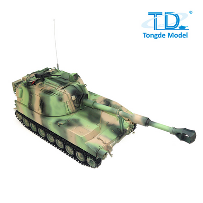 Tongde Model 1/16 M109A2 RC Tank RTR Self-propelled Howitzer Sound Light Metal Wheels Smoke Unit 45.9*19.8*18.5cm