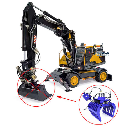 MTModel Metal 1:14 RC Hydraulic Digger 3-Arms EC380 Wheeled Remote Control Excavators Assembled and Painted Motor Servo ESC