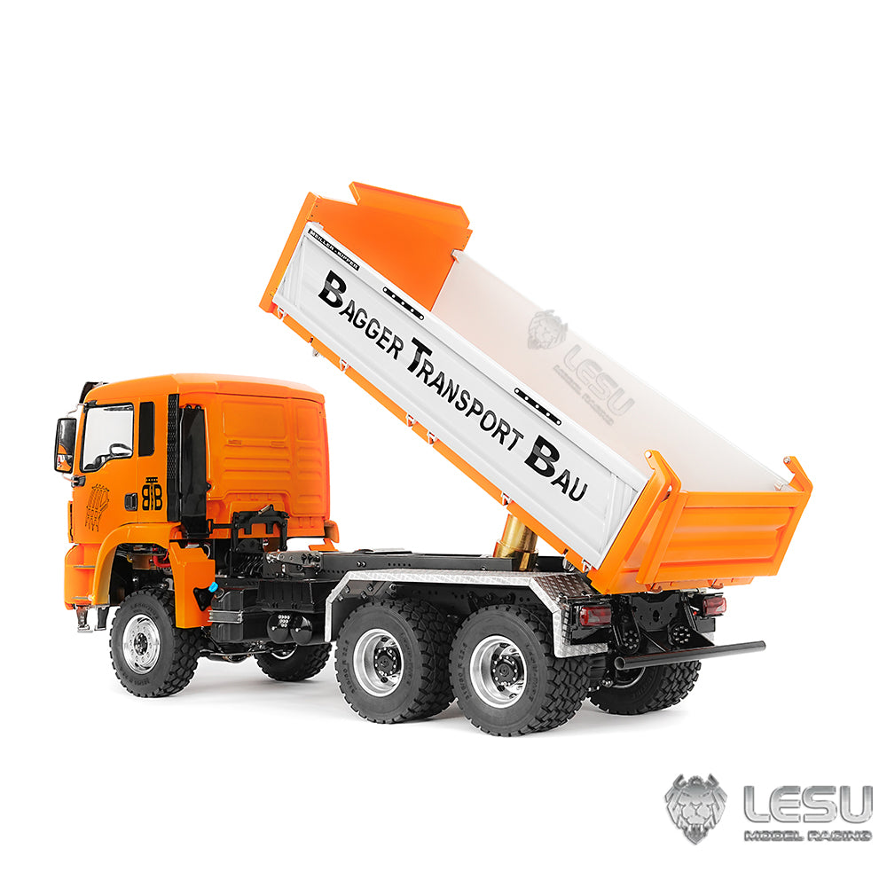 LESU TGS 1/14 RC Hydraulic Dump Truck 6x6 Metal Remote Control Dumper Car Model Three-Way Dumping Emulated Tipper Hobby Models