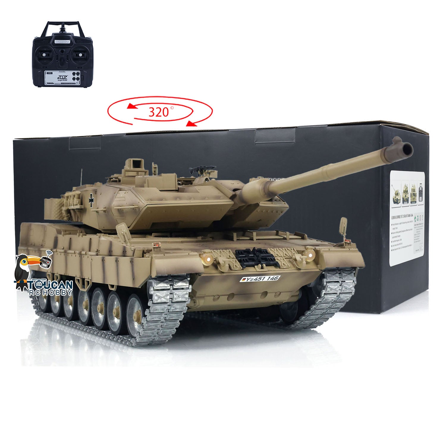 Tongde 1/16 RC Infrared Battle Tank German Leopard2A7 Electric Radio C ...