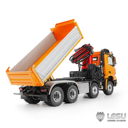 LESU 3348 1/14 Scale RC Hydraulic Dump Truck 3-Ways 8X8 Remote Control Crane Tipper Vehicle