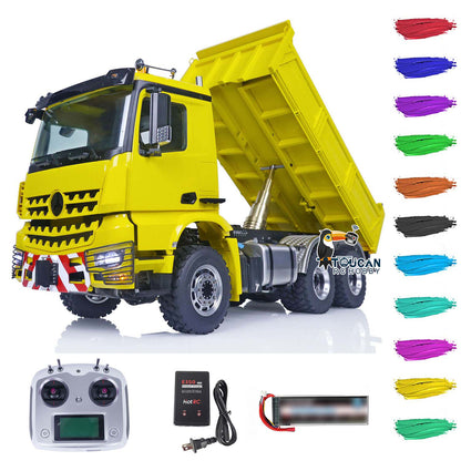 LESU 1/14 6X6 Painted RC Hydraulic Dump Truck 3348 RTR Tipper Car Fusion PRO Brushless Motor ESC Servo Smoke Unit FlySky I6S