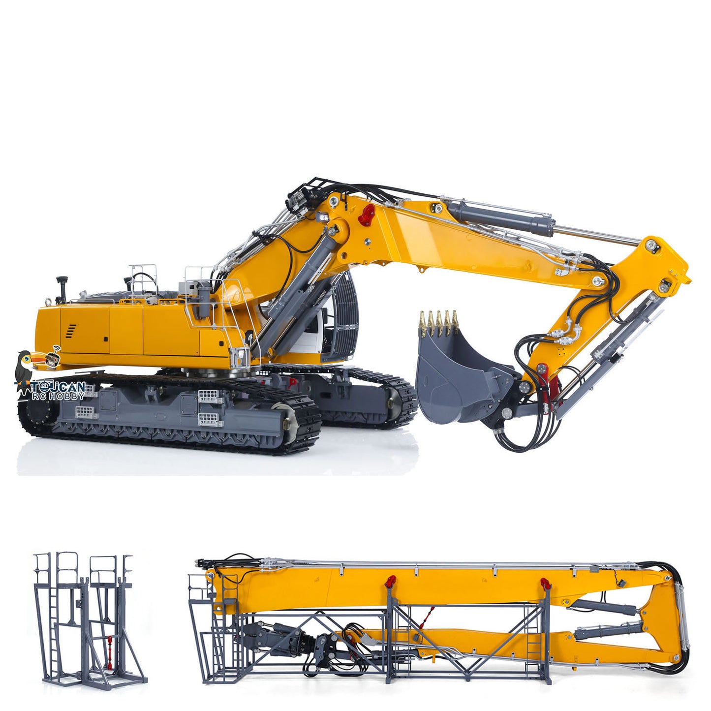 1/14 RC Full Hydraulic Excavator LESU Aoue LR960 Demolition Digging Arm Pump Lights Two Arms Digger 13CH Valve Car Model PNP