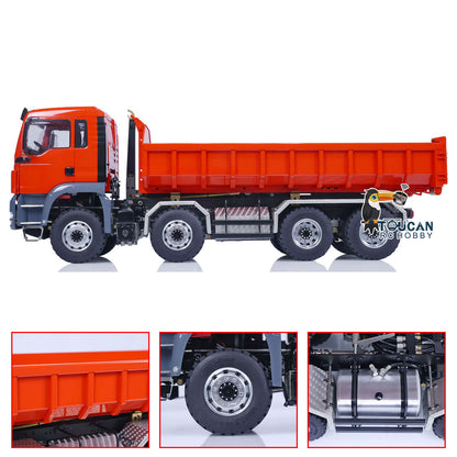 LESU 1/14 TGS 8*8 RC Hydraulic Dumper Truck Lorry Remote Control Tipper Lights Sound Two Speed ESC Motor 3T Differential Lock Steering Servo