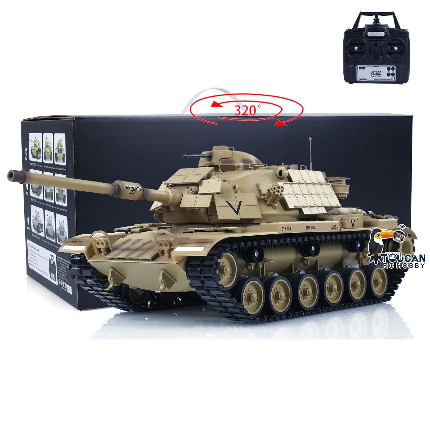 US Stock Tongde Model 1/16 RC Battle Tank M60A1 ERA USA Remote Control Panzer Armored Hobby Model Sound BB Unit Assembled