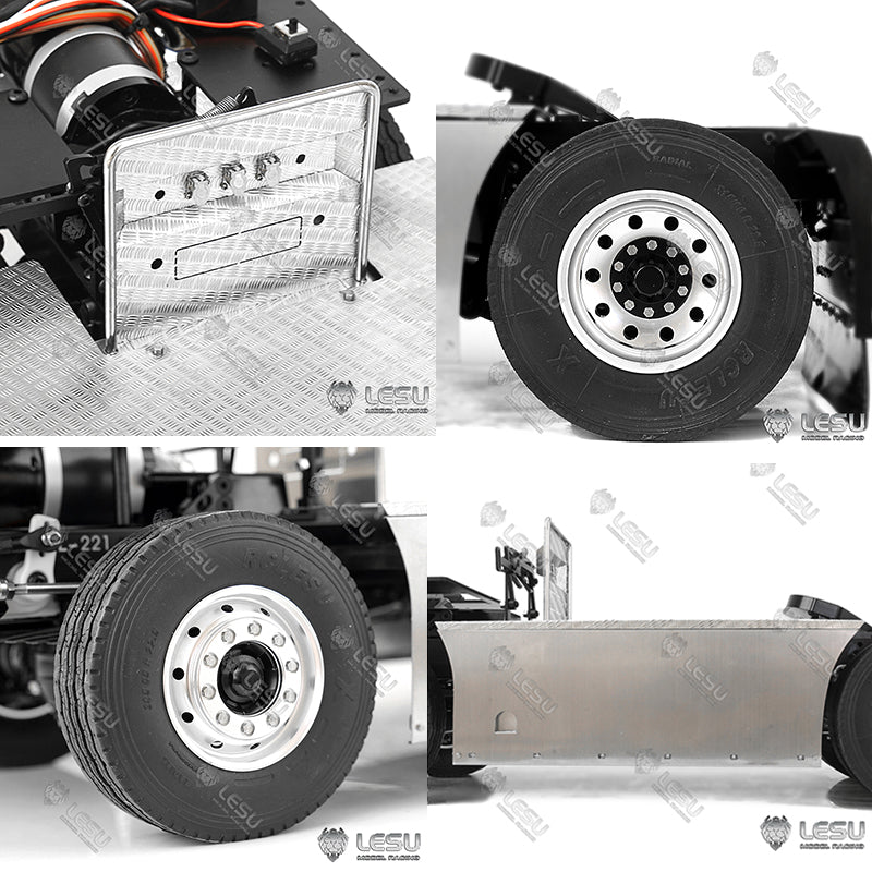 BEST SELLING In Stock LESU Remote Control Model Metal 4*4 Chassis for 1/14 RC TAMIYE Tractor Truck With 27T Motor ESC Servo Lights