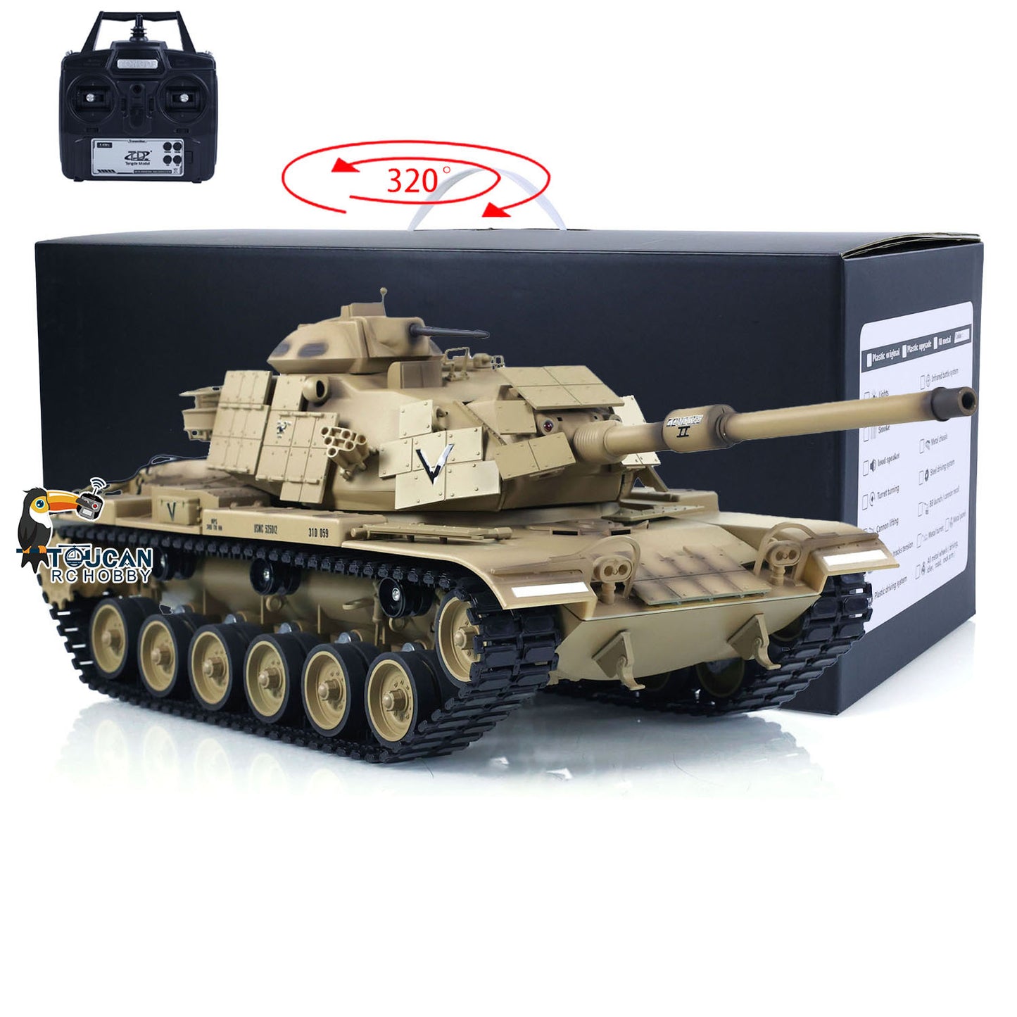 US Stock Tongde Model 1/16 RC Battle Tank M60A1 ERA USA Remote Control Panzer Armored Hobby Model Sound BB Unit Assembled