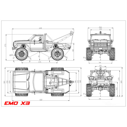 CORSSRC 1/8 4WD EMO X3 RC Towing Rescue Car 4x4 Remote Control Crawler Vehicle Hobby Model PNP Version Assembled Painted