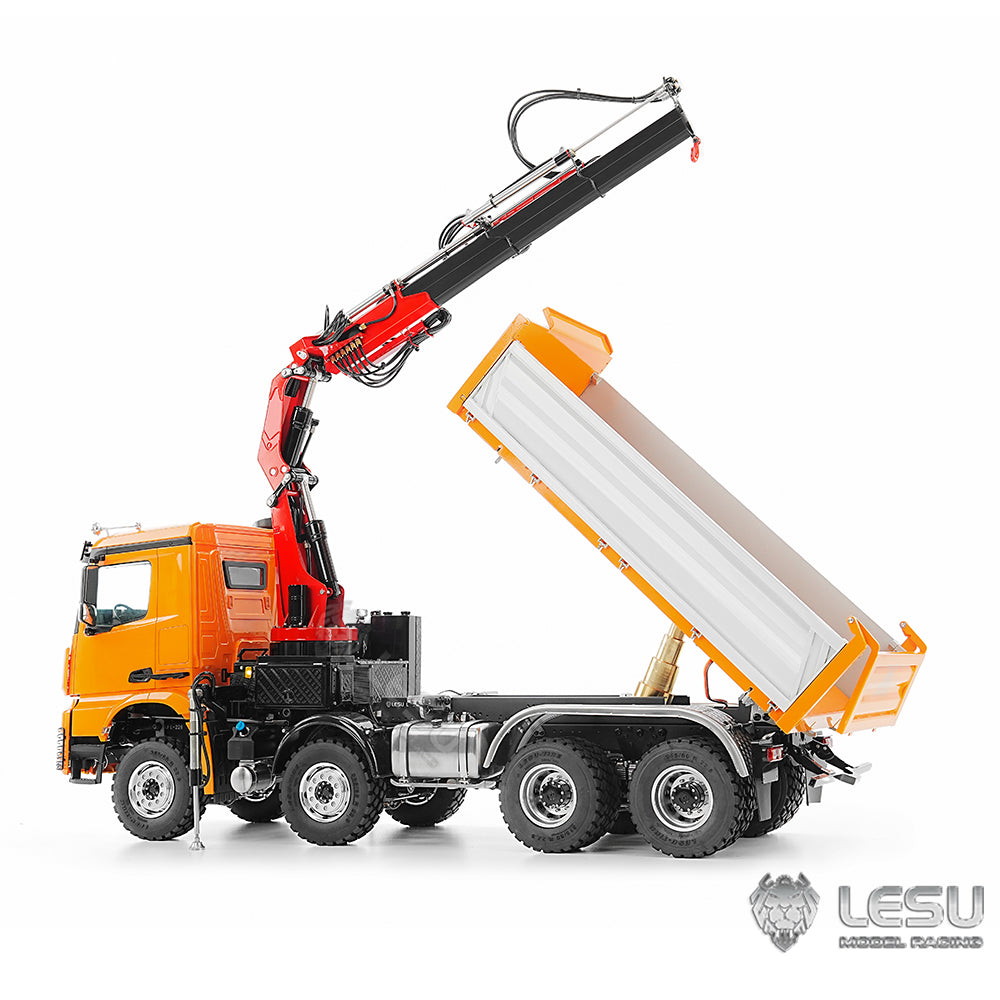 LESU 3348 1/14 Scale RC Hydraulic Dump Truck 3-Ways 8X8 Remote Control Crane Tipper Vehicle