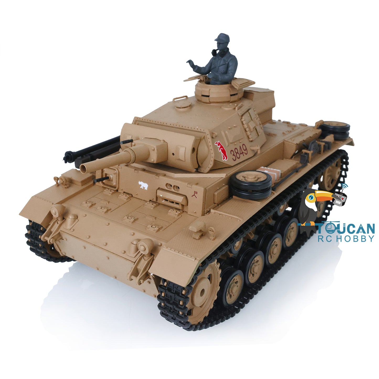 US STOCK 2.4G Henglong 1/16 Scale 7.0 Plastic German Panzer III H Ready To Run Remote Control Battle Tank Model 3849 Battery