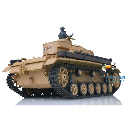 US STOCK 2.4G Henglong 1/16 Scale 7.0 Plastic German Panzer III H Ready To Run Remote Control Battle Tank Model 3849 Battery