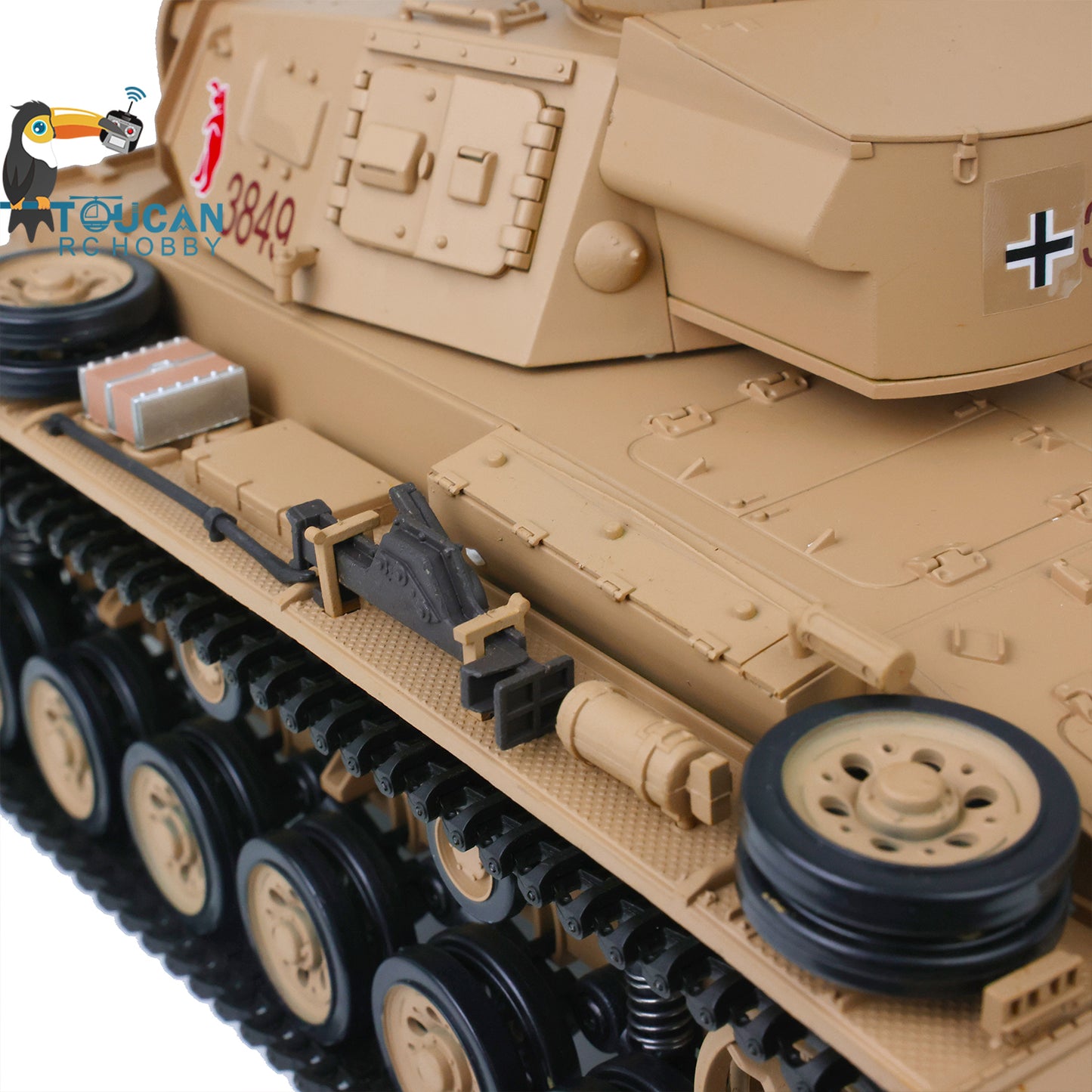 US STOCK 2.4G Henglong 1/16 Scale 7.0 Plastic German Panzer III H Ready To Run Remote Control Battle Tank Model 3849 Battery