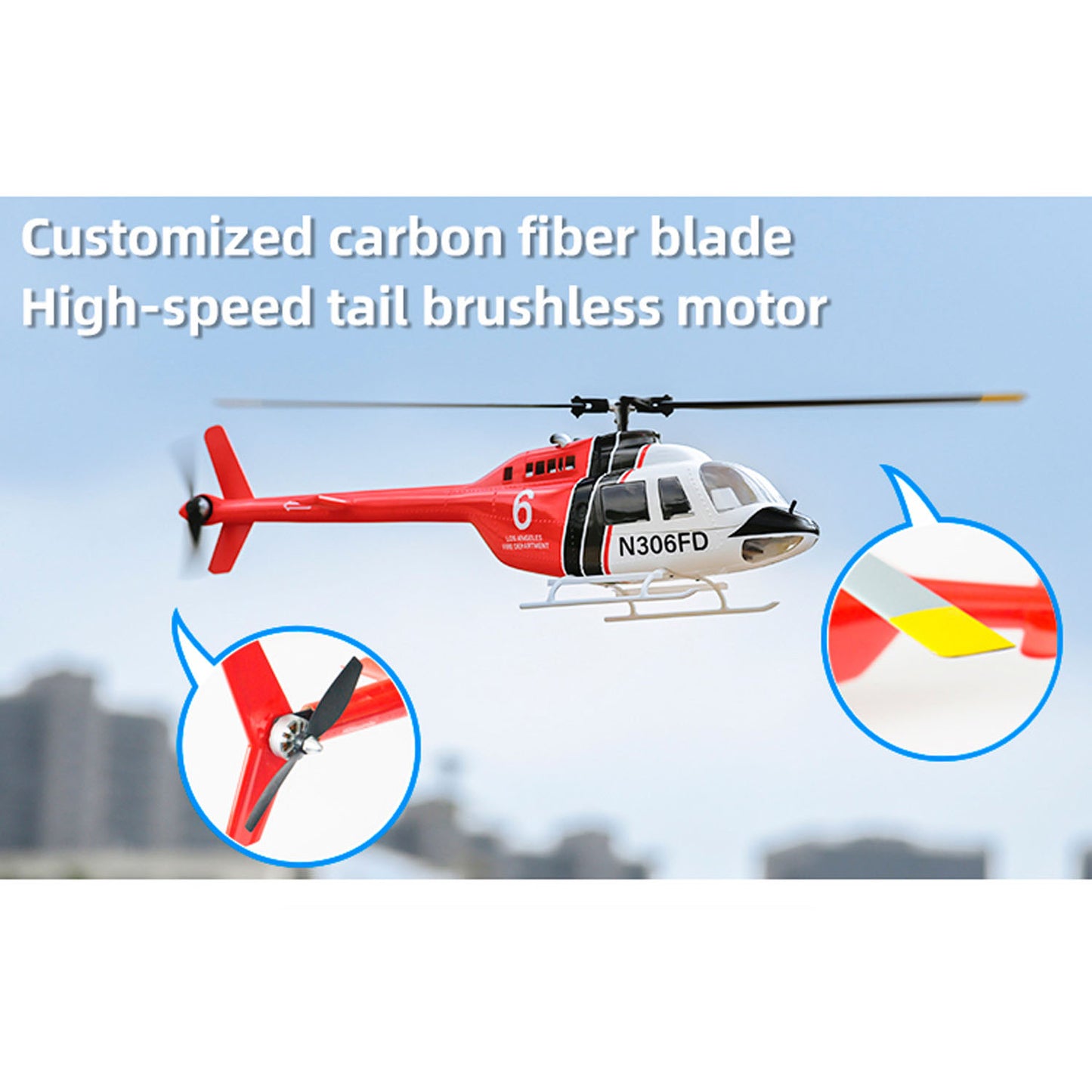 RC Scale Army Helicopter FLYWING 206 V3 RTF Smart Drone Brushless Motor Painted and Assembled GPS EEP Carrying Case