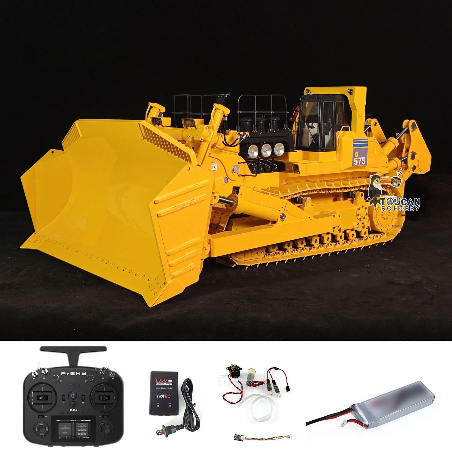 Metal JDMODEL 1/14 RC Hydraulic Bulldozer 575 Huge Dozer Heavy Machine Frsky X14 Radio RTR Mix Controlled Car Upgrade Smoking