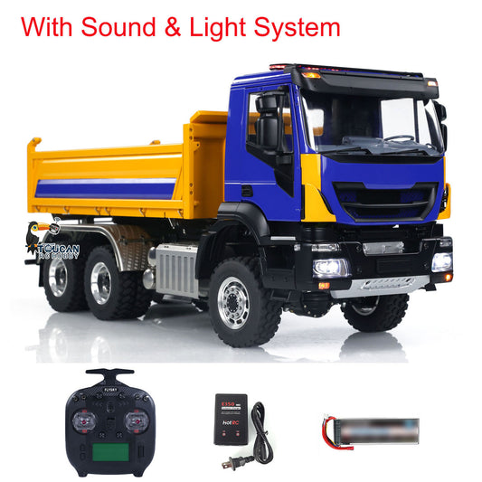 LESU 1/14 RC Hydraulic Dump Truck 3-way Metal 6x6 Radio Control Tipper Car Model