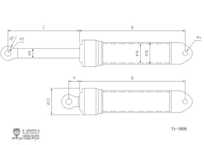 LESU 1pc 50/60/70/80/90/100/110/120MM 18*8MM Hydraulic Oil Cylinder for DIY 1/14 RC Dumper Truck TAMIIYA Model Replacement Parts