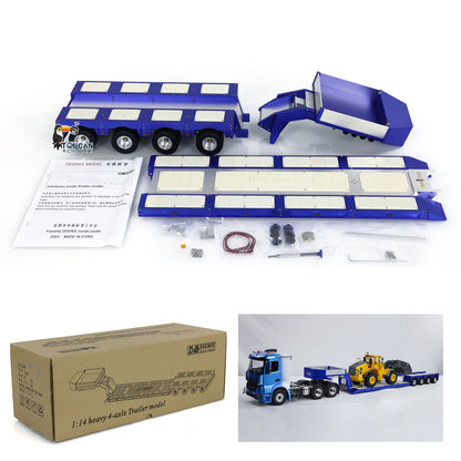 1/14  DG-999 4 Axles RC Heavy Trailer Painted  CNC Gooseneck Trailers for Remote Controlled Tractor Truck Hobby Model