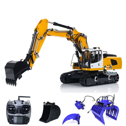 IN STOCK MTM 1/14 946-3 10CH RC Tracked Hydraulic Excavator 3 Arms Metal Diggers Assembled Painted Model Ripper Grab Bucket Toy ESC