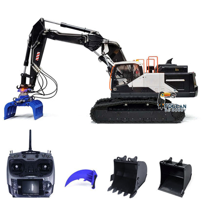 MTM 1/14 EC380 10CH Tracked RC Hydraulic Excavator 3 Arms Digger Grab AT9S Remote Controller Metal Heavy Machine Model