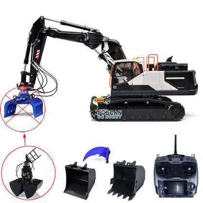 MTM Metal Remote Control Tracked Digger Cars 1/14 EC380 3 Arms RC Hydraulic Excavator Clamshell Bucket Ripper Engineering Vehicles