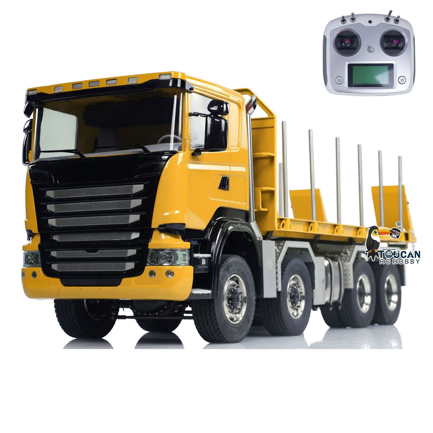 Metal 8x8 1/14 RC Hydraulic Dump Truck Remote Controlled Roll-on Full Car U-shaped Short High Bucket Timber Flatbed