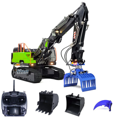 MTM 1/14 EC380 10CH Tracked RC Hydraulic Excavator 3 Arms Digger Grab AT9S Remote Controller Metal Heavy Machine Model