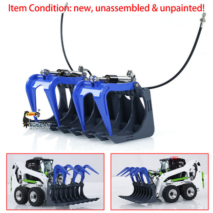 LESU 1/14 RC Tracked Skid-Steer Loader Aoue LT5 Metal Hydraulic DIY Model Gripper Dozer Hay Clamp Dozer Blade Gripper Sweeper Hay Clamp