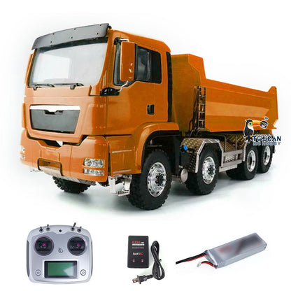 LESU 8x8 Hydraulic RC Dump Truck 1/14 RTR Metal Radio Control Tipper Car Model Assembled and Painted LED Light Sound System