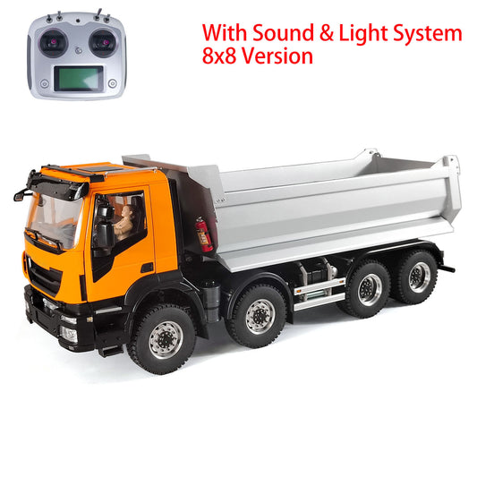 IN STOCK 1/14 8x8 Metal Hydraulic RC Dump Truck Remote Control Tipper Car Sound Lights Assembled Painted Model ESC Motor Servo