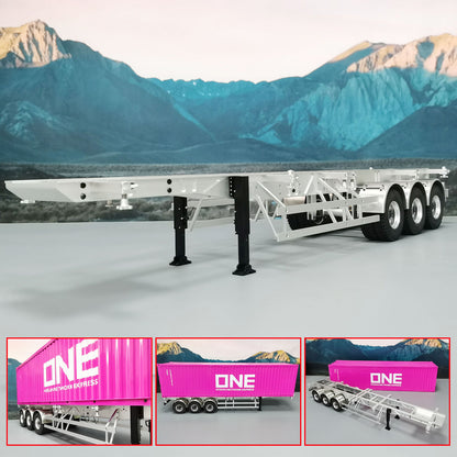 Metal Frame Trailer 3 Axles Trailers for 1/14 RC Tractor Radio Controlled Truck 40 Feet Container Assembled Models