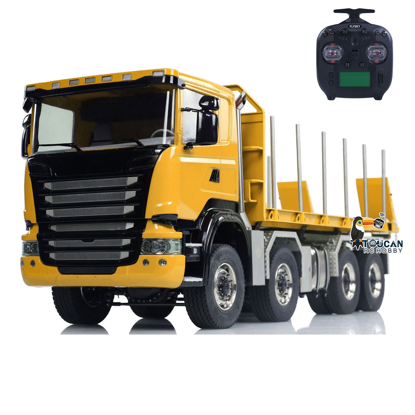 Metal 8x8 1/14 RC Hydraulic Dump Truck Remote Controlled Roll On Off Full Car U-shaped Short High Bucket Timber Flatbed