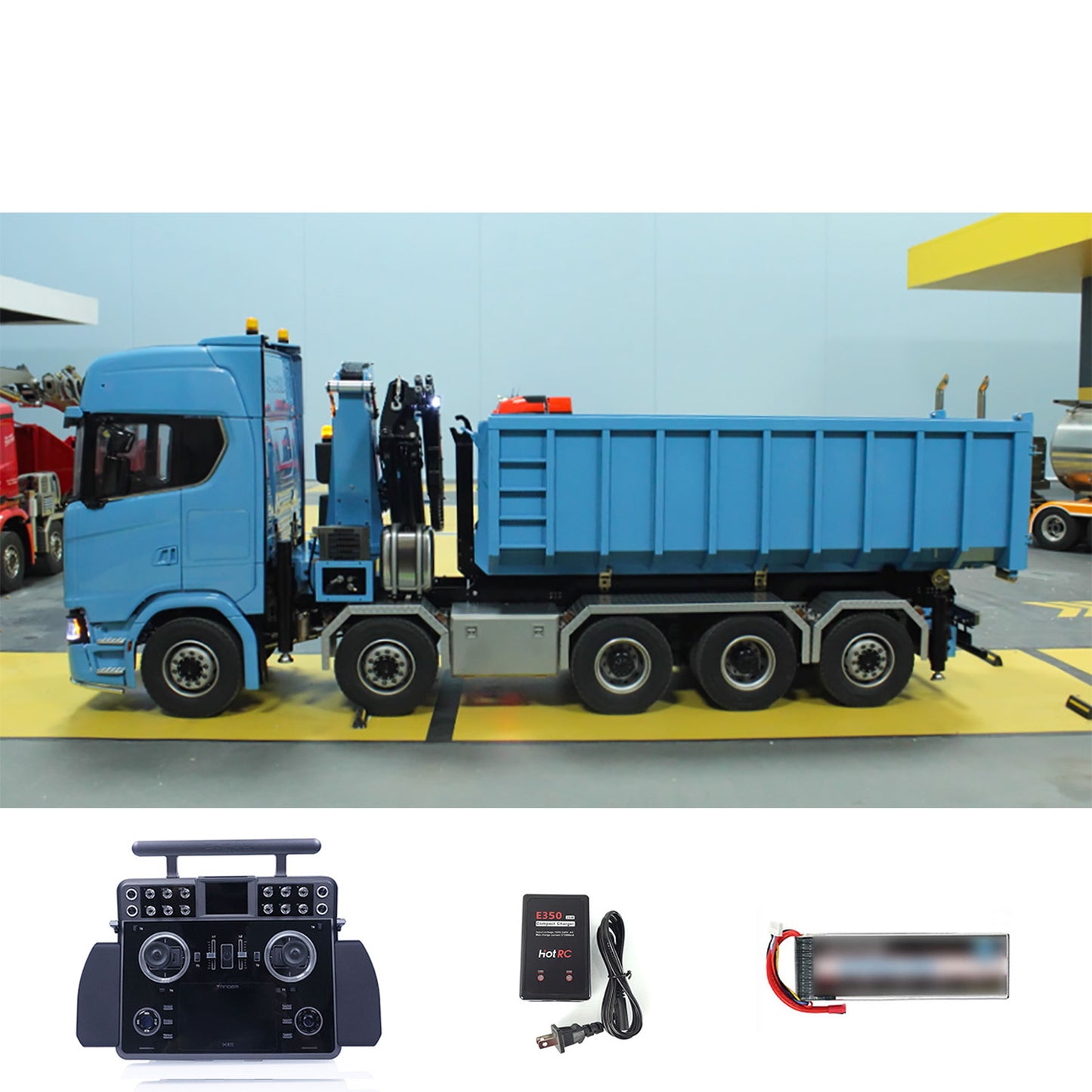 770S 1:14 5 Axles 10x10 Metal Chassis RC Hydraulic Dump Truck Remote Control Crane Full Roll Off Dumper Frsky XE Lite RC Vehicle Model