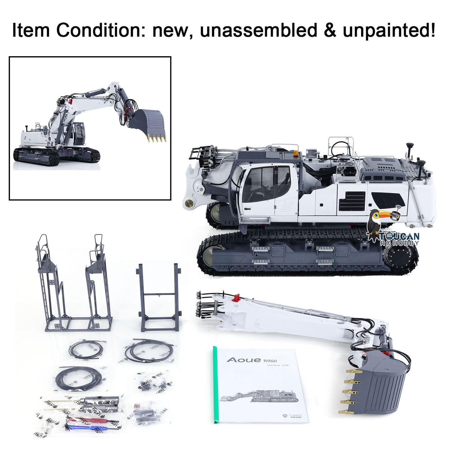 Metal LESU 1/14 RC Full Hydraulic Excavator LR960 KIT DIY Digging Arm Machinery Crawler Excavator Simulation Vehicle Model