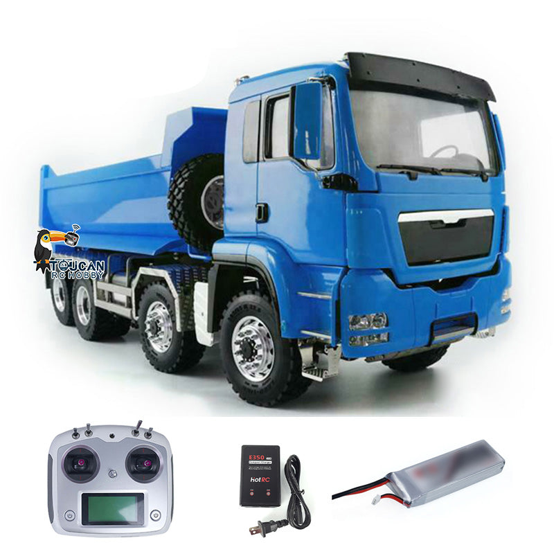 LESU 8x8 Hydraulic RC Dump Truck 1/14 RTR Metal Radio Control Tipper Car Model Assembled and Painted LED Light Sound System