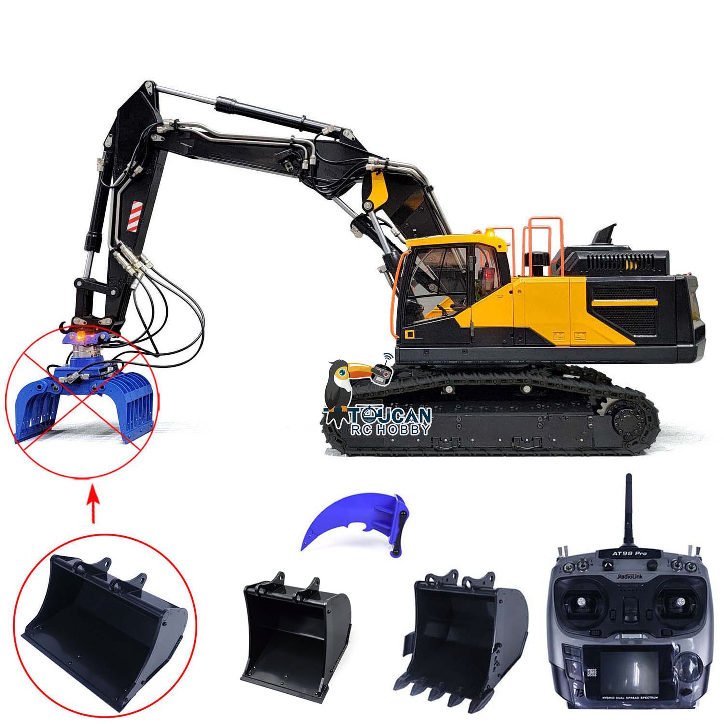 1:14 MTMODEL EC380 Metal 3 Arms Hydraulic Tracked Excavator Assembled and Painted RC Construction Vehicle Heavy Digger Machine