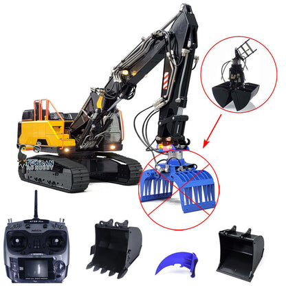 MTM Metal Remote Control Tracked Digger Cars 1/14 EC380 3 Arms RC Hydraulic Excavator Clamshell Bucket Ripper Engineering Vehicles