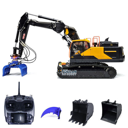 MTM 1/14 EC380 10CH Tracked RC Hydraulic Excavator 3 Arms Digger Grab AT9S Remote Controller Metal Heavy Machine Model