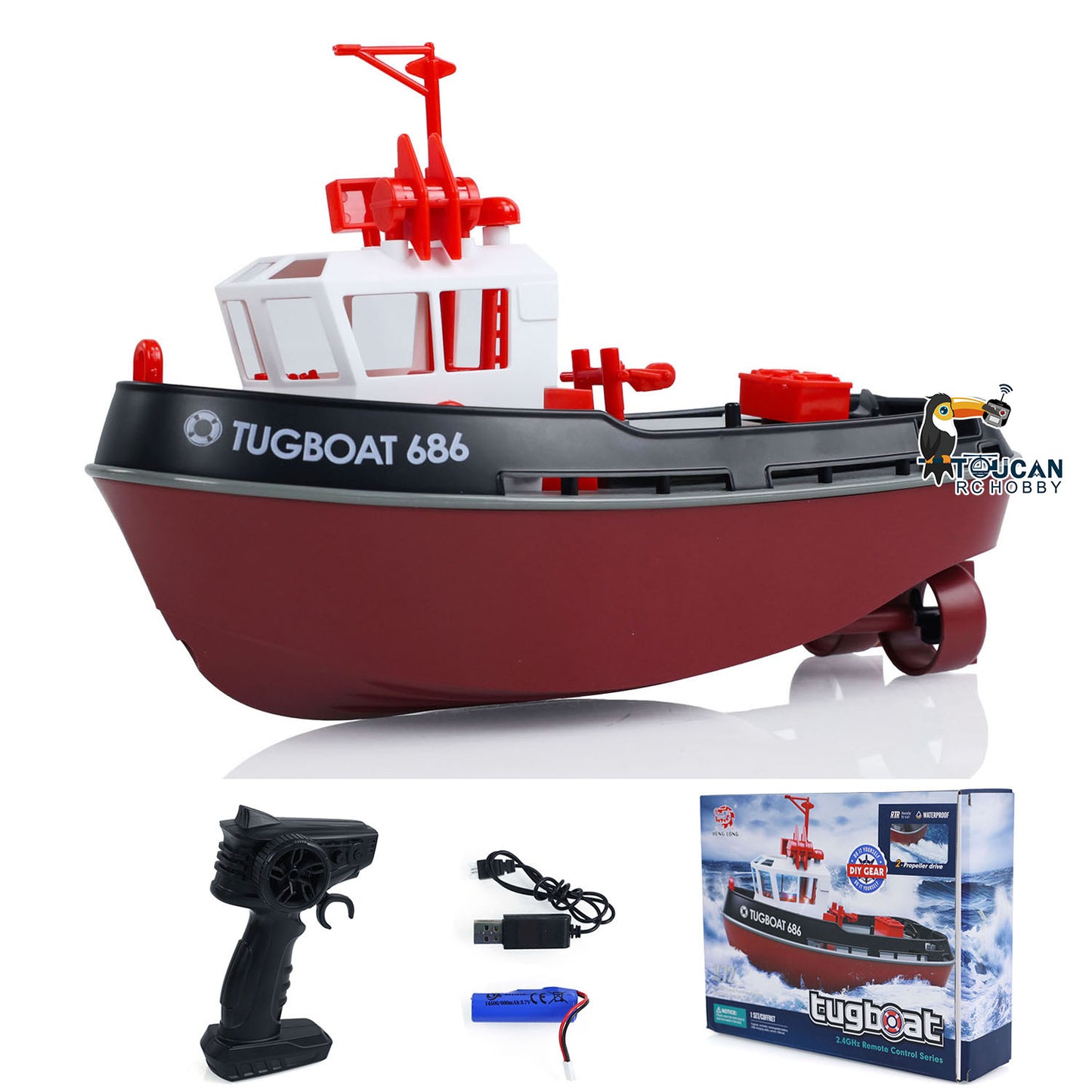 1/72 Heng Long 2.4G Plastic RC Tugboat Remote Control Towboat Powerful Dual Motor Simulation Electric Model RTR 23x10x15cm