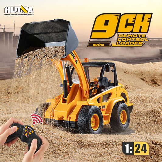 HUINA 1518 1:24 RC Loader 2.4G 9CH Remote Control Engineering Vehicles Toys Assembled and Painted 26.8*10.5*12.7cm