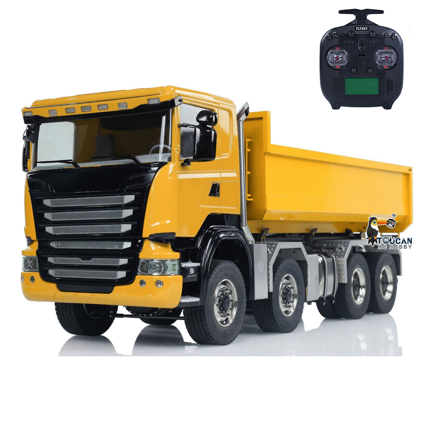 Metal 8x8 1/14 RC Hydraulic Dump Truck Remote Controlled Roll On Off Full Car U-shaped Short High Bucket Timber Flatbed