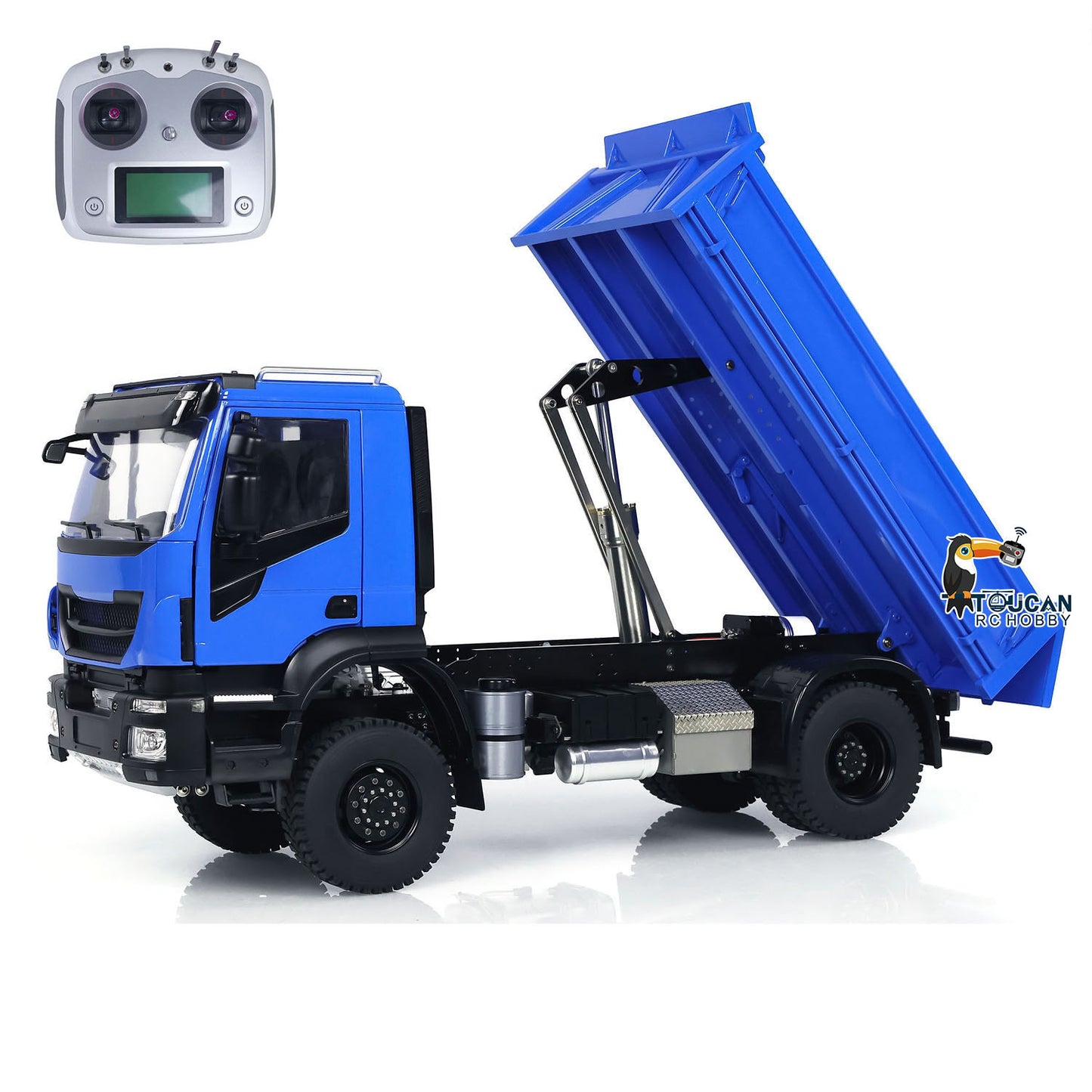 Metal 1/14 4x4 RC Hydraulic Dump Truck Customized Radio Control Tipper Car Simulation Model FlySky I6S Assembled and Painted