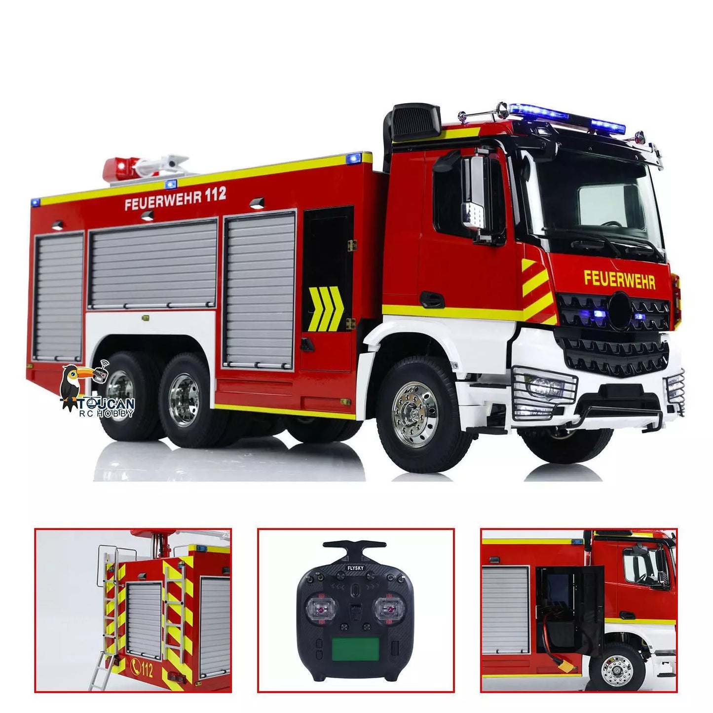 TOUCAN 1/14 6x4 RC Fire Fighting Truck Remote Control Fire Vehicles RTR Car Assembled and Painted Model Sound Light System