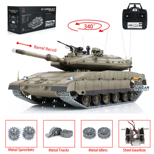 US STOCK Henglong 1:16 RC Military Battle Tanks Remote Controlled Panzer DF Merkava MK IV 3958 Upgraded Edition Electric Model