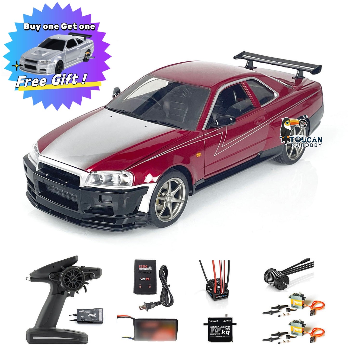 IN STOCK Capo R34 4*4 1/8 Metal RC Roadster Cars Remote Control Drift Racing Vehicle Model Upgraded Version Brushless Motor Light System