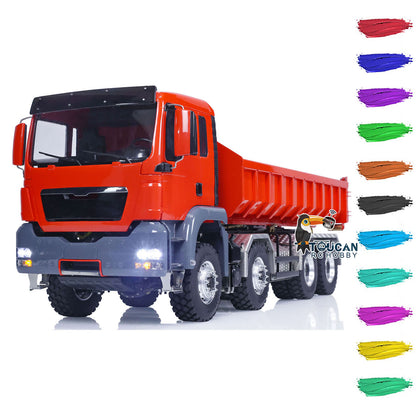 LESU 1/14 TGS 8*8 RC Hydraulic Dumper Truck Lorry Remote Control Tipper Lights Sound Two Speed ESC Motor 3T Differential Lock Steering Servo