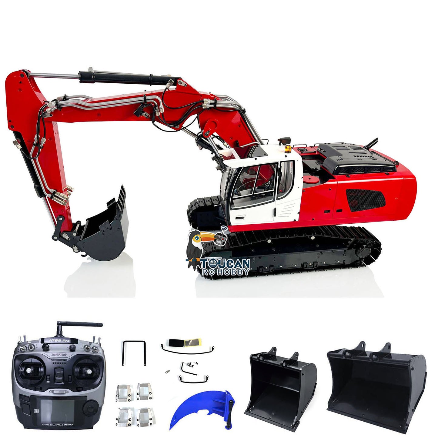 MTMODEL 1:14 946-3 3 Arms Metal RC Remote Control Hydraulic Excavator Heavy Machine Digger Model Tiltable Clamshell Bucket