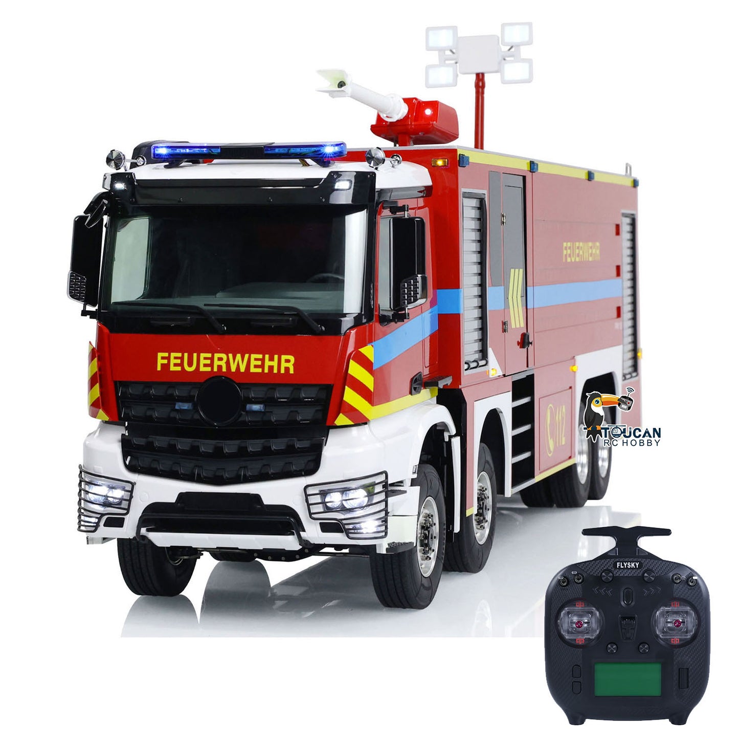 1/14 RC Fire Fighting Truck 8x8 Radio Control Fire Car Light Sound Metal Chassis Assembled and Painted Motor ESC Servo