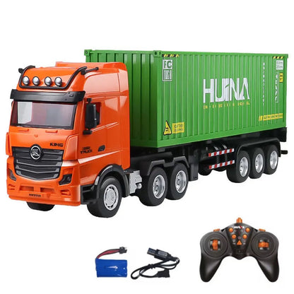 Huina 1317 1/18 RC Tractor Car Container Trailer Truck 9CH Remote Control Cars Assembled and Painted 58*11*19cm